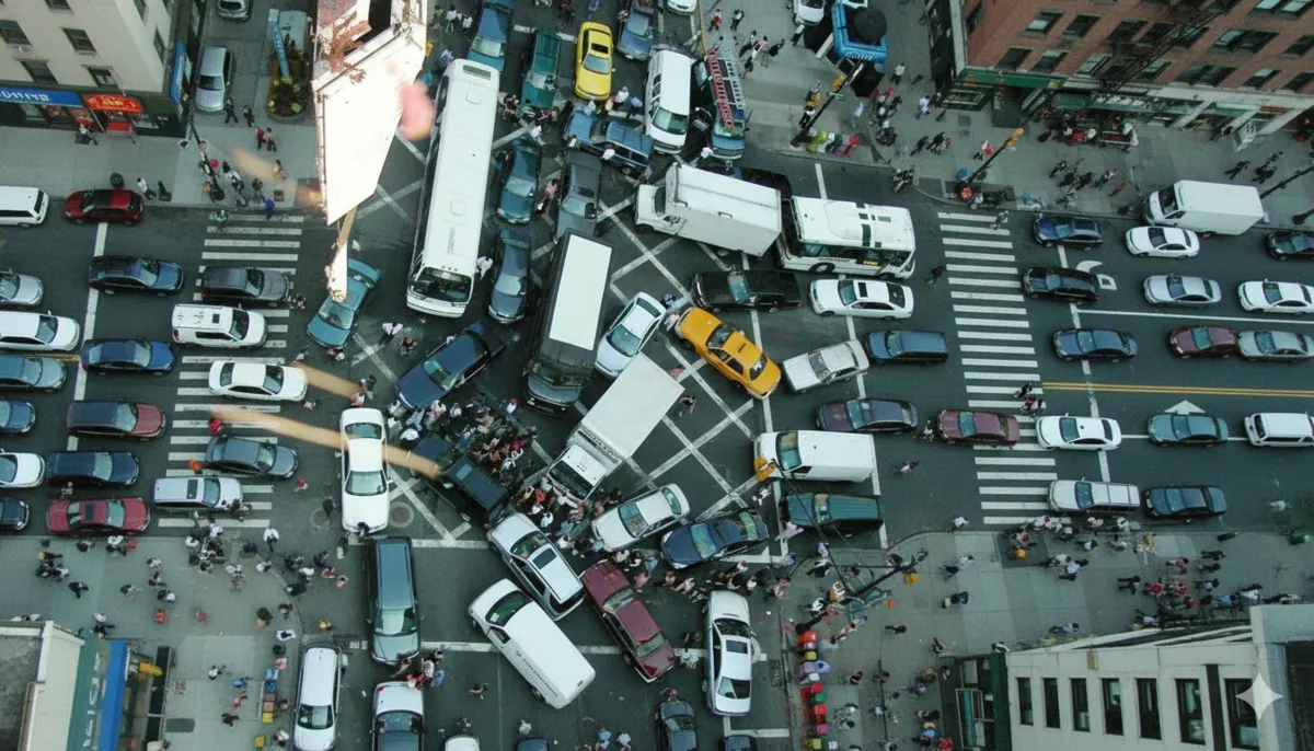 Vehicles blocking the box in New York
